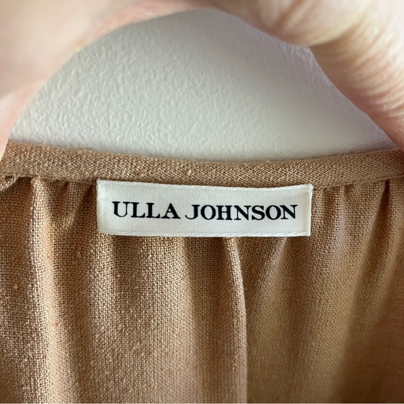 Ulla Johnson Kalea 100% Raw Silk Knit Long Sleeve Midi Dress Brown Beige Tan 4 S - Picture 7 of 11
